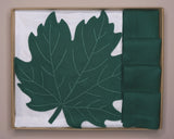 Set 4 tovagliette e 4 tovaglioli, ricamati a mano, fantasia Le verdi foglie, 100% Lino