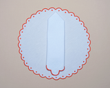 Set singolo tovaglietta e tovagliolo, ricamato a mano, fantasia Bordi a contrasto, scalopped edge