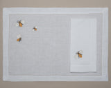 Set singolo tovaglietta e tovagliolo, ricamato a mano, fantasia Apine