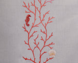 Runner con corallo, ricamato interamente a mano, 100% Cotone, fantasia In fondo al mar