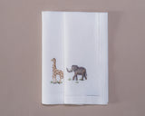Tovaglioli Elefante e Giraffa, ricamati interamente a mano, 100% Cotone, adatti per grandi e piccini