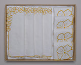 Set 4 tovagliette e 4 tovaglioli, fiorellini ricamati a mano, in puro lino ideale per apparecchiare la tavola